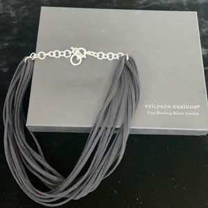 Silpada Multi Strand Black Leather Necklace